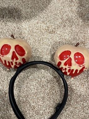 Disney Black Headband with Cream Poison Apple Ears and Red Drip Accents